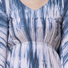 Indibelle Blue Tie Dye Print Cotton Kaftan Dress