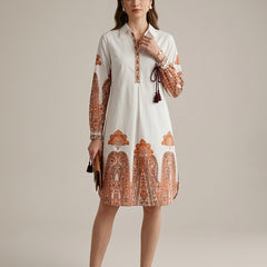Indibelle Paisley Print Cotton Shirt Dress