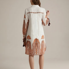 Indibelle Paisley Print Cotton Shirt Dress