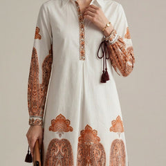 Indibelle Paisley Print Cotton Shirt Dress