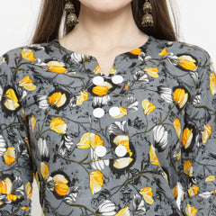 Indibelle yellow Rayon Printed Straight kurta set