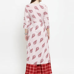 Indibelle Maroon Rayon Printed Straight kurta set