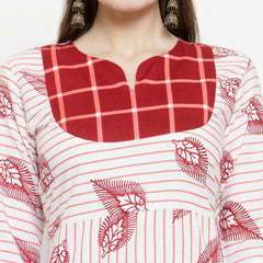Indibelle Maroon Rayon Printed Straight kurta