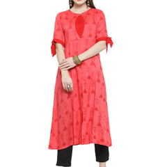 Indibelle gajari colour rayon A-line kurta set