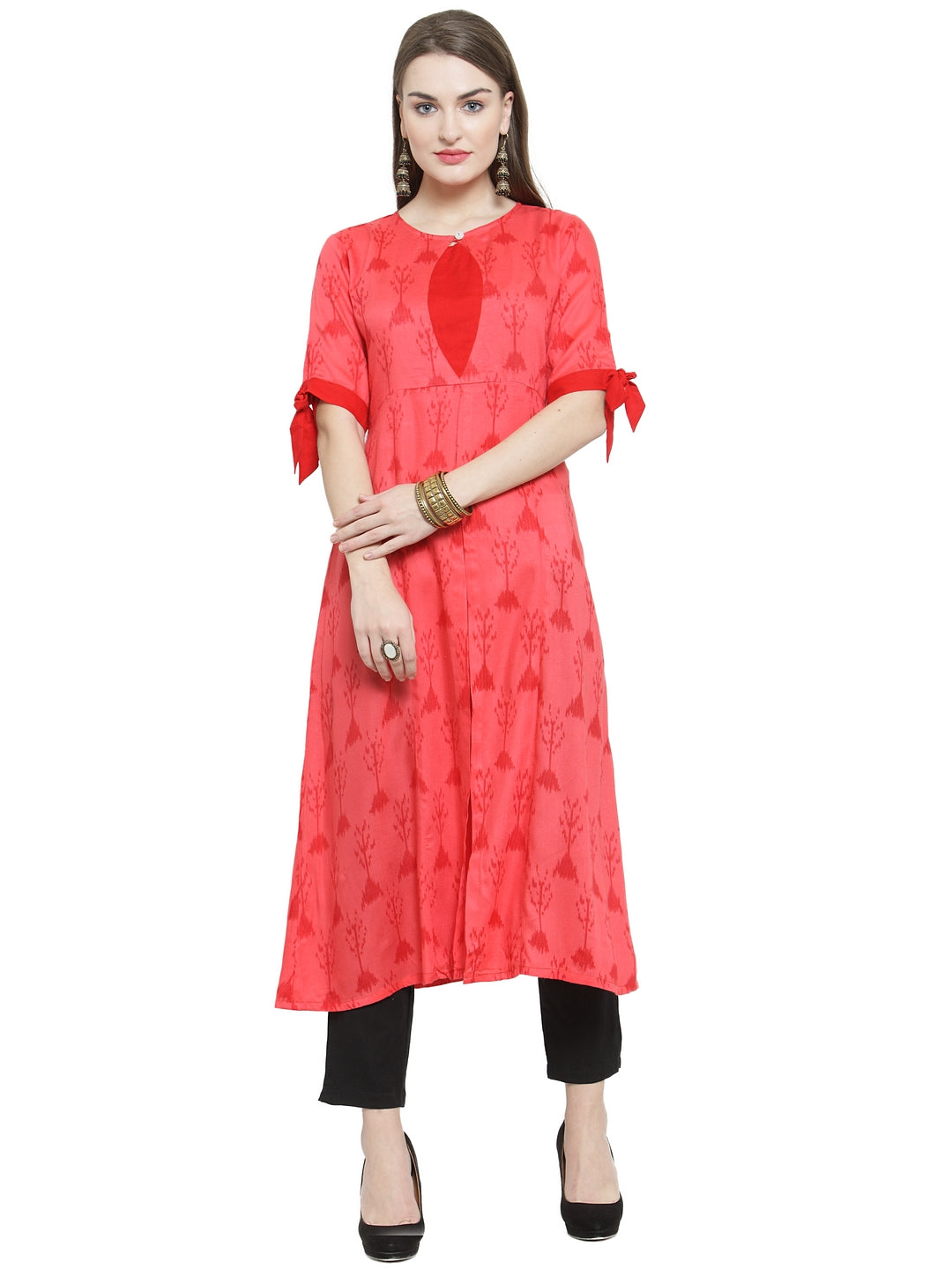 Indibelle gajari colour rayon A-line kurta 