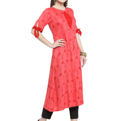 Indibelle gajari colour rayon A-line kurta set