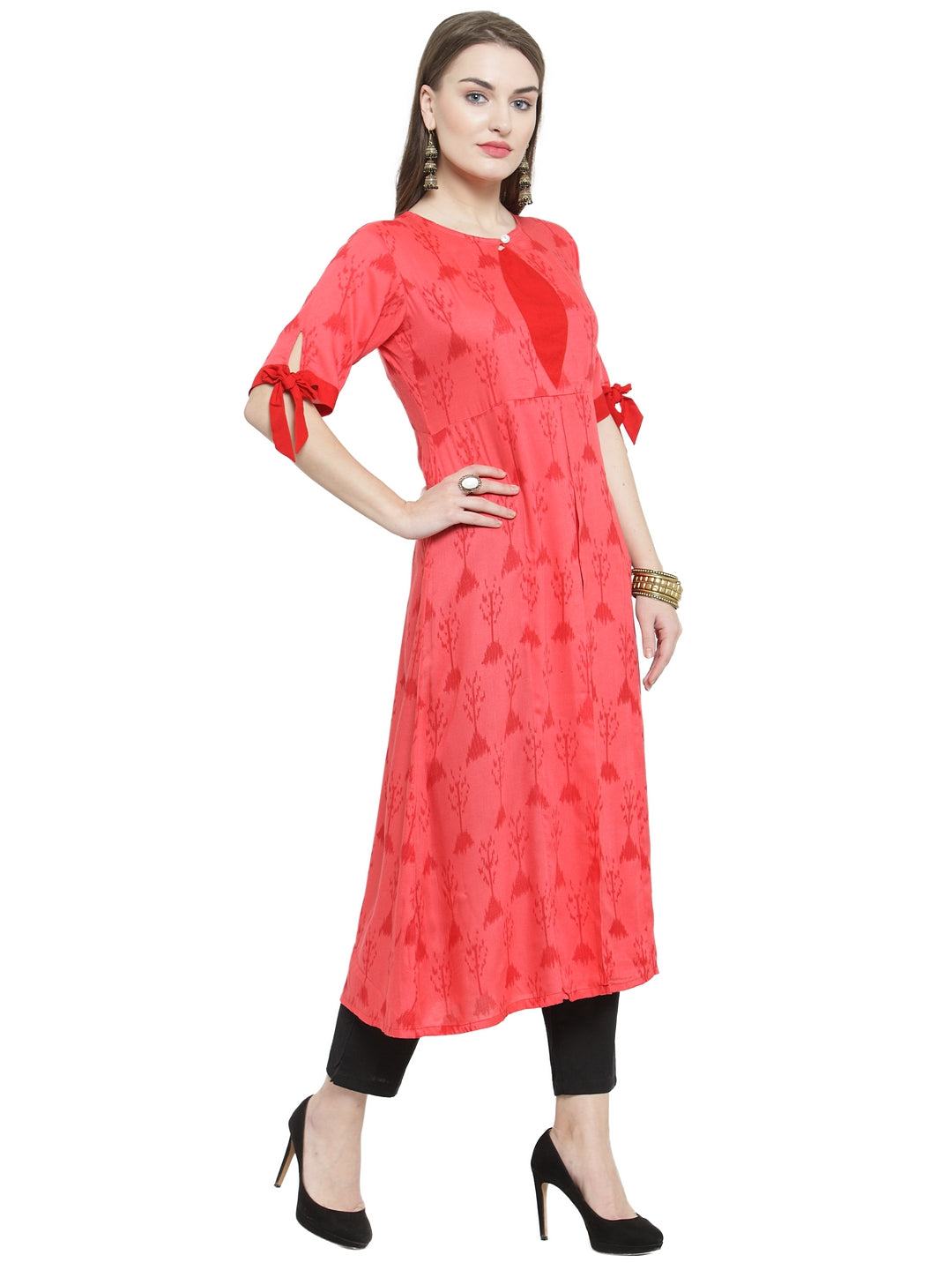 Indibelle gajari colour rayon A-line kurta 