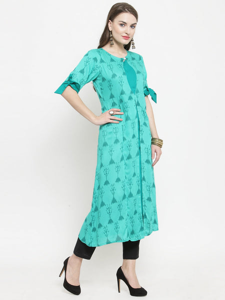 Indibelle Tealblue colour rayon A-line kurta 