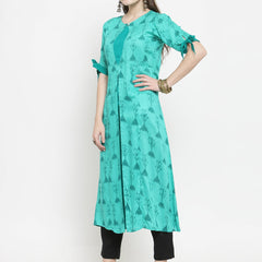 Indibelle Tealblue colour rayon A-line kurta 