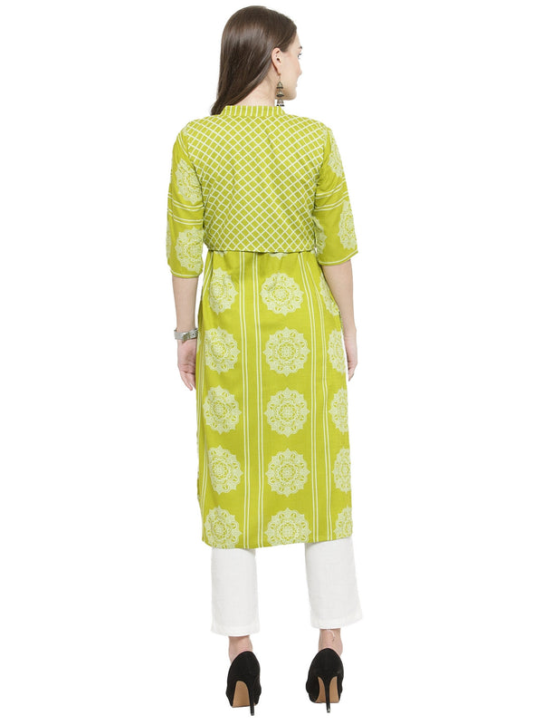 Indibelle Rayon Printed Straight Kurta With Jacket
