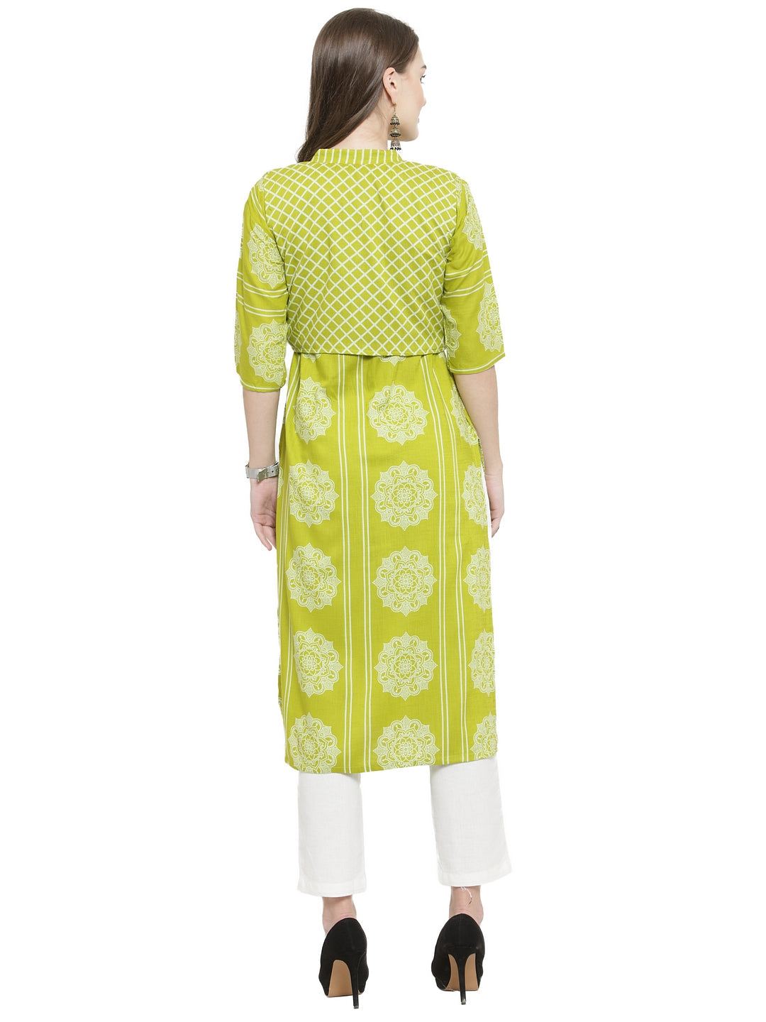 Indibelle Rayon Printed Straight Kurta With Jacket