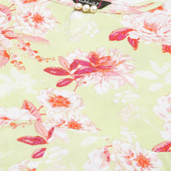Indibelle Rayon Pista Green Floral Print A-Line Dress
