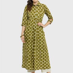 Indibelle Cotton Printed Long Cape (Blue)