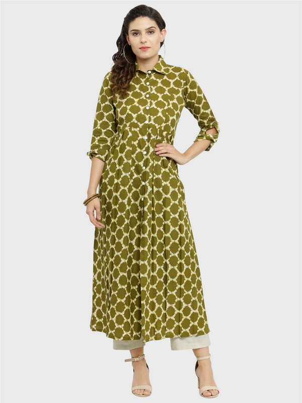 Indibelle Cotton Printed Long Cape (Blue)