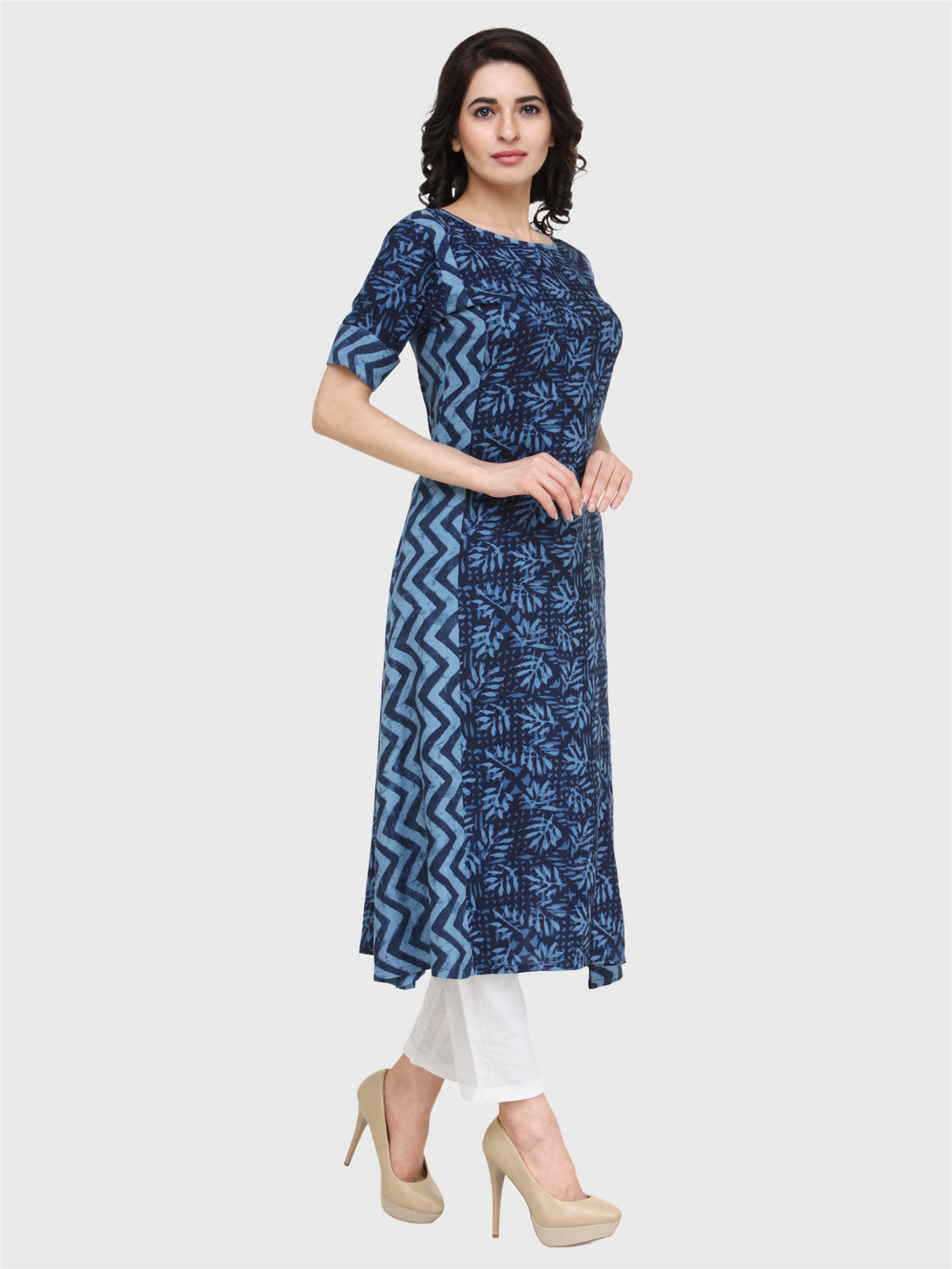 Indibelle double abstract print rayon A-line kurta