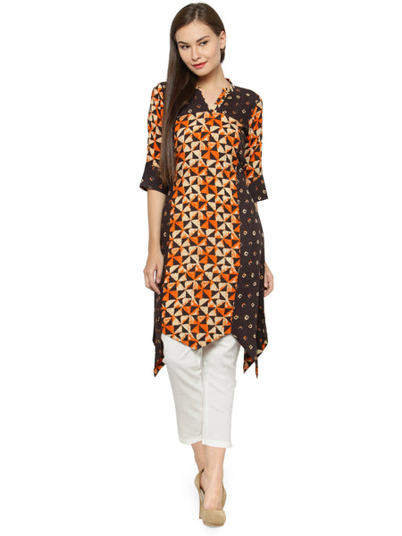 Indibelle raglan double print rayon kurta