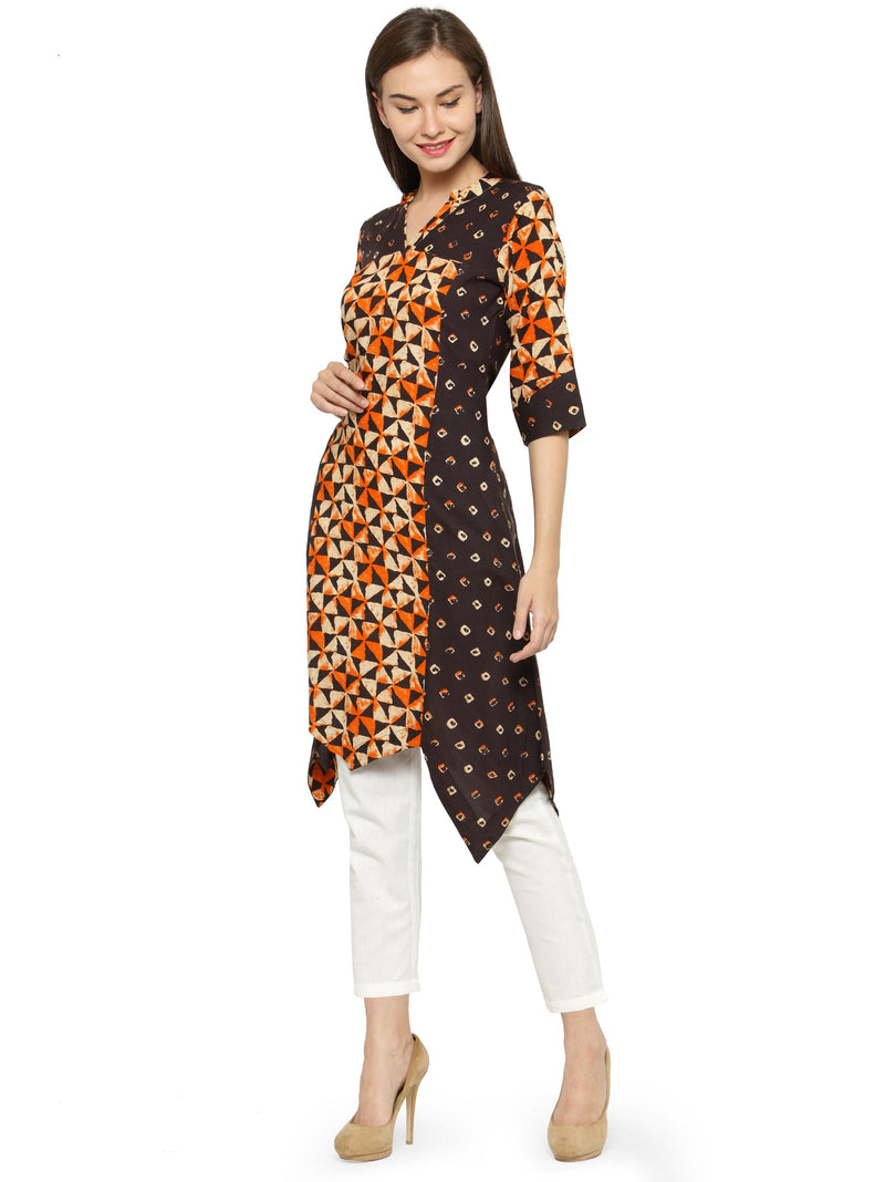 Indibelle raglan double print rayon kurta