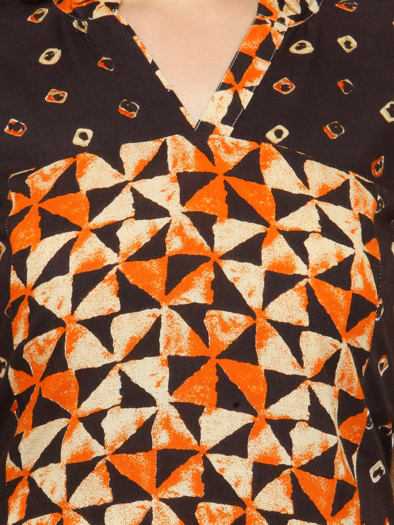 Indibelle raglan double print rayon kurta