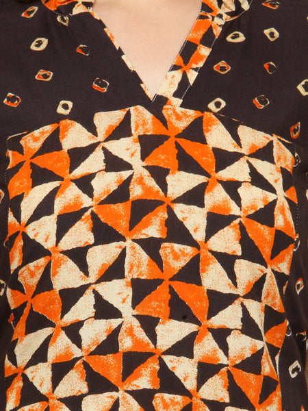 Indibelle raglan double print rayon kurta