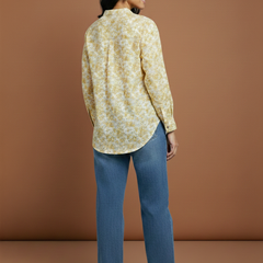  Mustard Marble Printed High-Low  Shirt Back