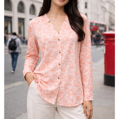 Peach Marble Printed High-Low Shirt 