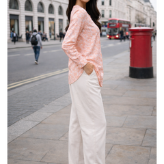 Peach Marble Printed High-Low Shirt Side