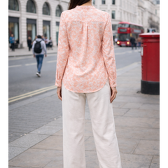 Peach Marble Printed High-Low Shirt Back