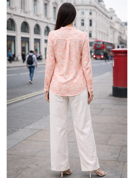 Peach Marble Printed High-Low Shirt Back