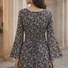 Coffee Brown Floral Printed Cotton Short Kurti Image