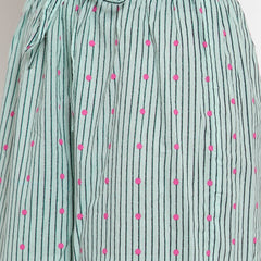 Indibelle Women Sea Green Cotton Foil Print Straight Kurta set