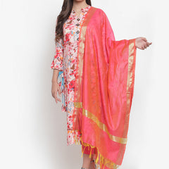 Indibelle Women Pink Rayon Slub Abstract Print Straight Kurta set (Turquoise)