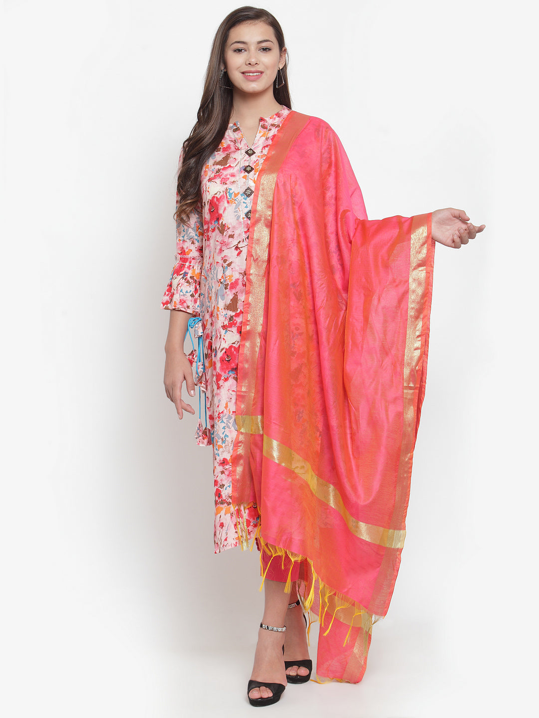 Indibelle Chanderi Dupatta (Pink)