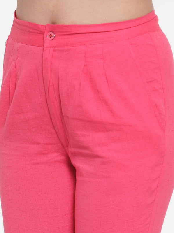 Indibelle Women Rayon Slub Abstract Print Kurta Pant With Dupatta (Pink)