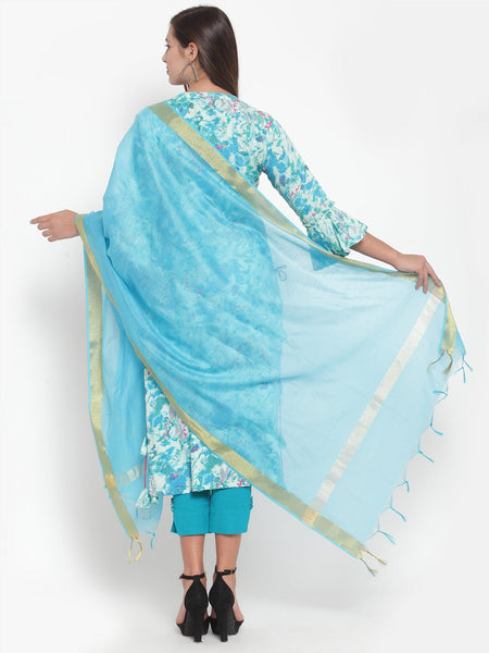 Indibelle Chanderi Dupatta (Turquoise)