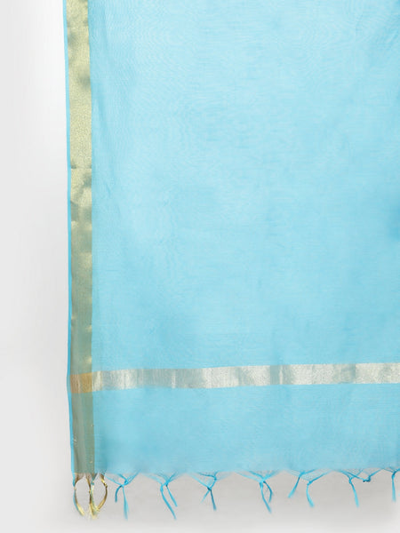 Indibelle Chanderi Dupatta (Turquoise)