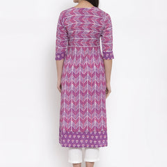 Indibelle cotton geometric print A-line kurta 