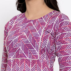 Indibelle cotton geometric print A-line kurta 