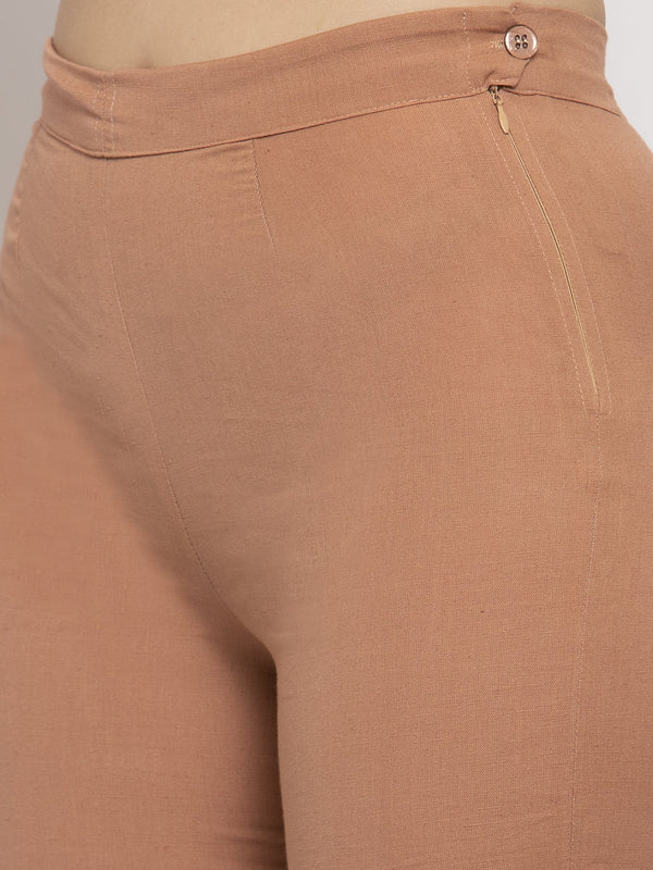 Indibelle Cotton Floral Print Kurta Pant With Dupatta (Peach)