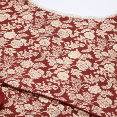 Indibelle Cotton Maroon Floral Print Kaftan Kurta set