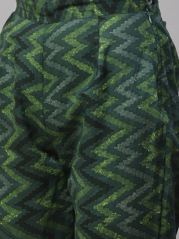 Indibelle Cotton Flat Collar Floral Print Straight Kurta set