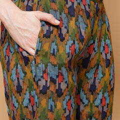 Indibelle Rayon Green Abstract Print Co-ord Set