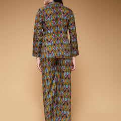 Indibelle Rayon Green Abstract Print Co-ord Set