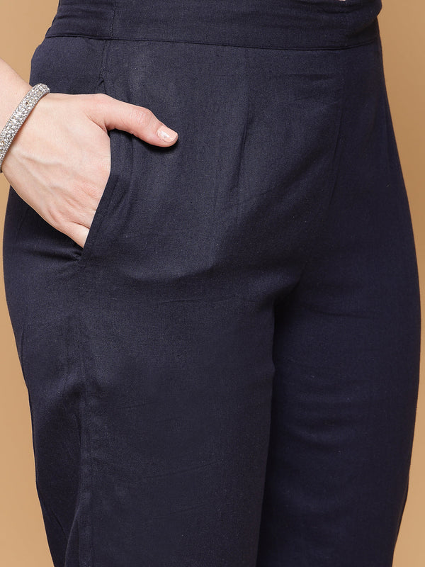 Indibelle Cotton Maroon Floral Print A-Line Kurta Set