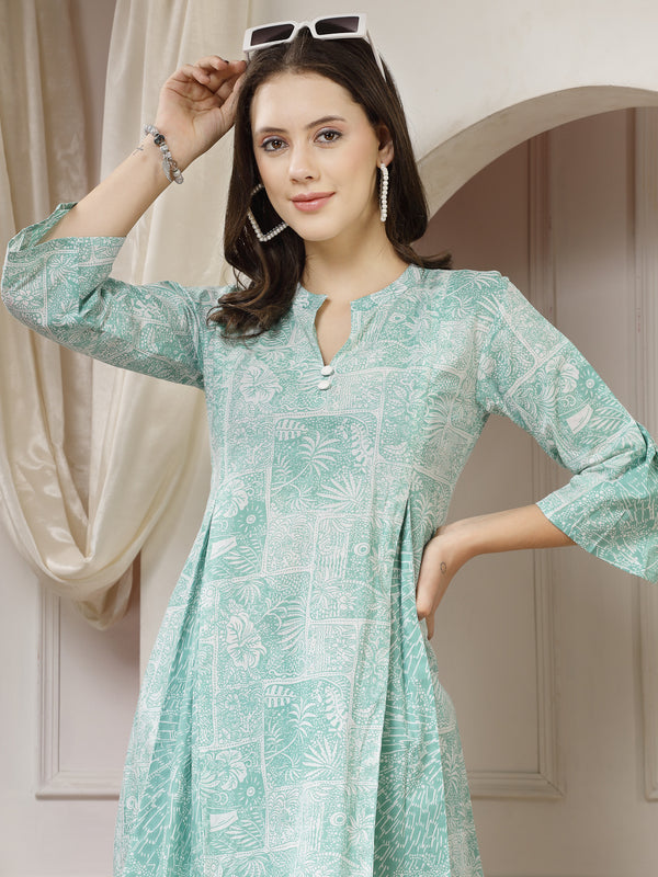 Indibelle Cotton Abstract Print A-Line Co-ord Set