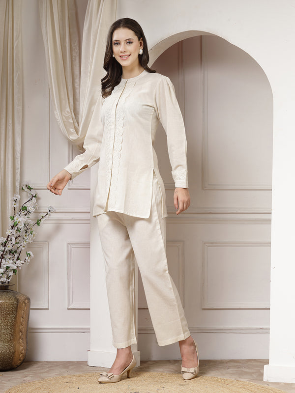 Indibelle Cotton Natural Flex Solid Co-ord Set
