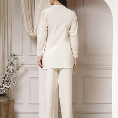 Indibelle Cotton Natural Flex Solid Co-ord Set (Off White)