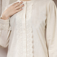 Indibelle Cotton Natural Flex Solid Co-ord Set (Off White)