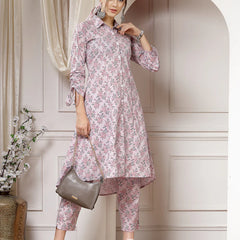 Indibelle Cotton Flex Solid Lace Co-ord Set