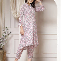Indibelle Cotton Flex Solid Lace Co-ord Set