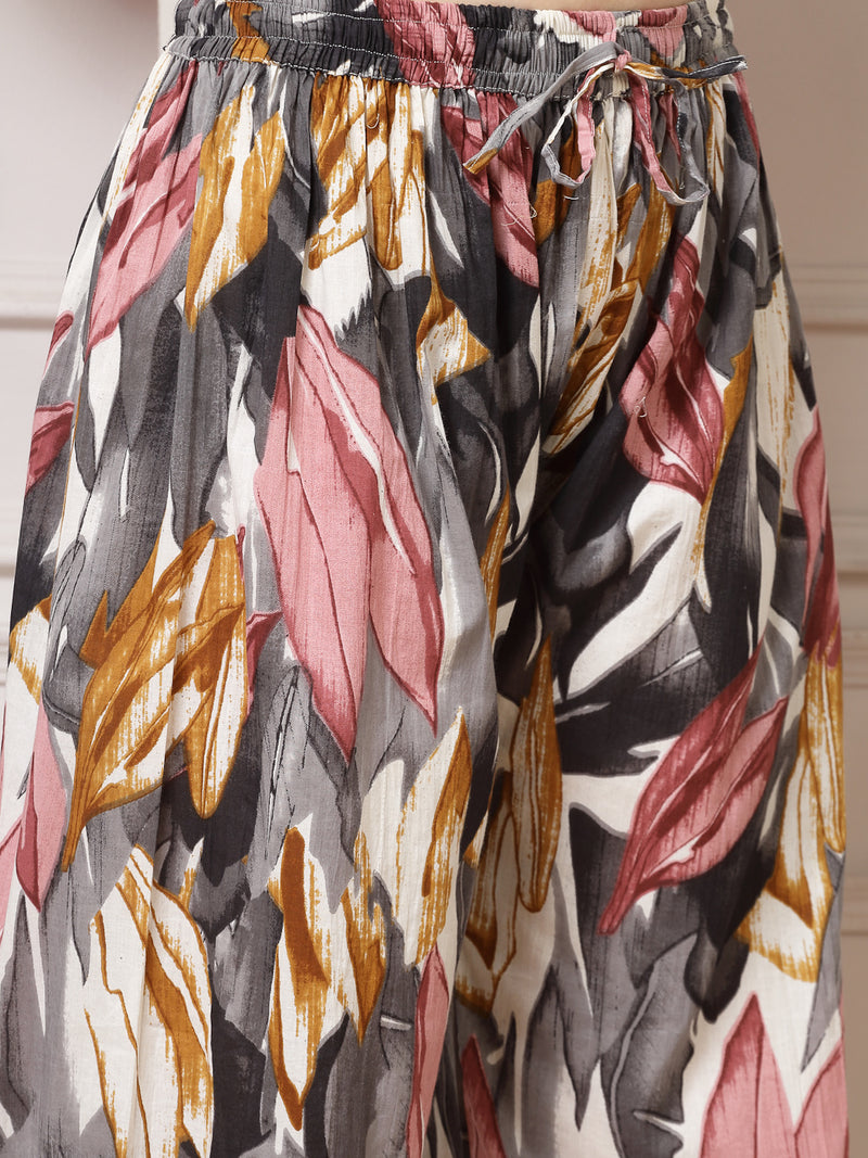 Indibelle Cotton Multi Abstract Print Co-ord Set (Grey)